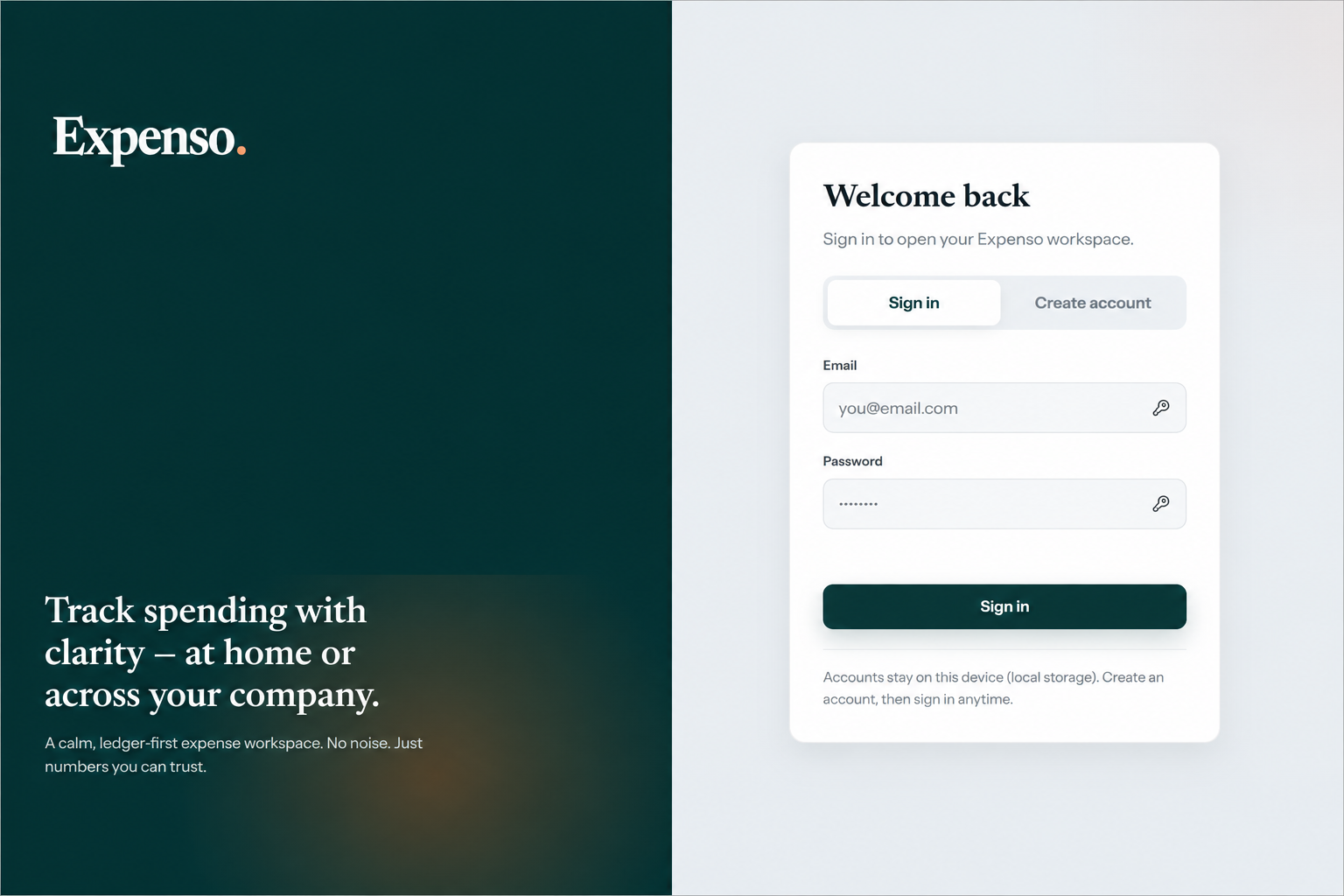 Login Desktop View